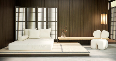 Bedroom japanese minimal style.,Modern white, room minimalist.