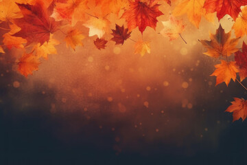 Autumn background, autumn leaves, flatlay. AI generative.