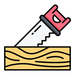 Wood Working Line Color Icon