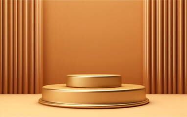 Luxury gold product backgrounds stage or blank podium pedestal on elegance presentation display backdrops