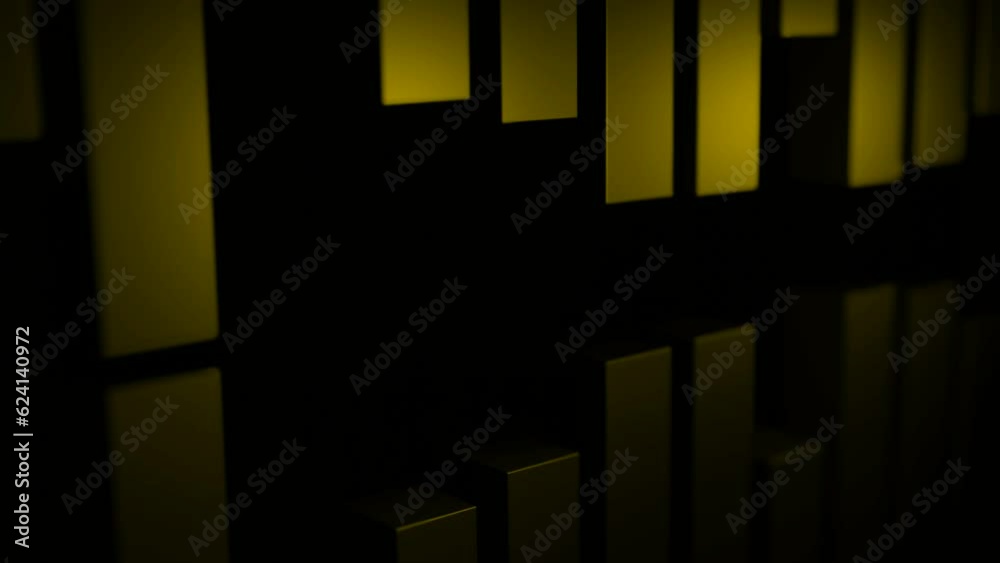 Poster yellow and red lines. design. black background with moving stripes made in computer graphics with li