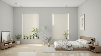 Fototapeta na wymiar 3d render minimalist of japanese room of zen garden