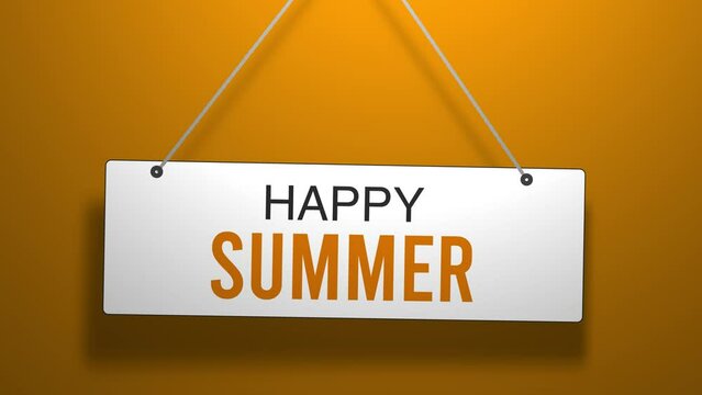 Happy Summer Hanging Sign 3D Animation