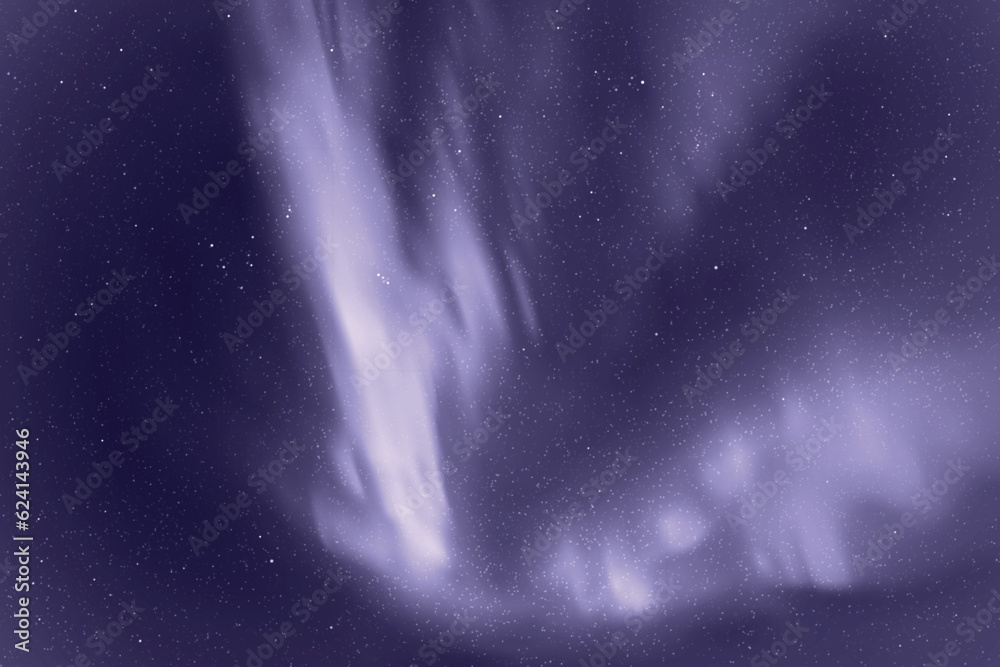 Sticker northern lights, aurora borealis. monochrome violet space background