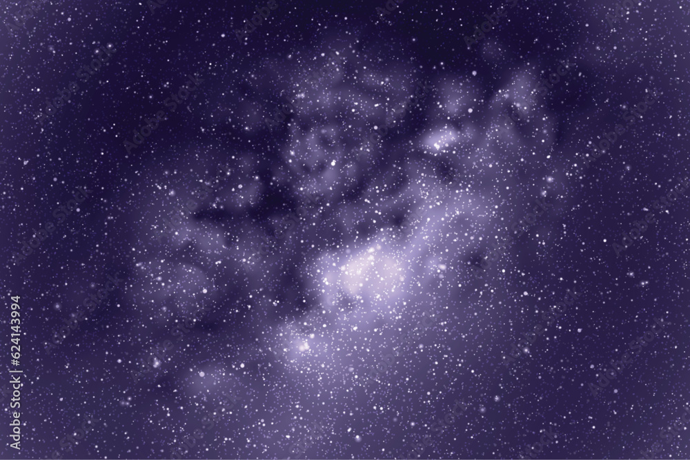 Wall mural night starry sky and milky way. monochrome cold blue space background