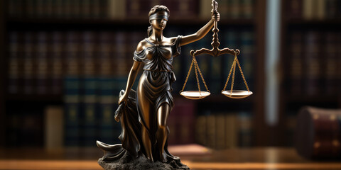  Themis statue, symbol of law and justice, holding scales and blindfolded, representing balance and impartiality. It symbolizes the legal system, ethics, and civil rights 