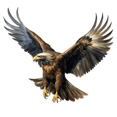 eagle in flight on transparent background (png)