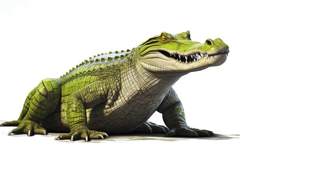 realistic image of crocodile on transparent background (png)