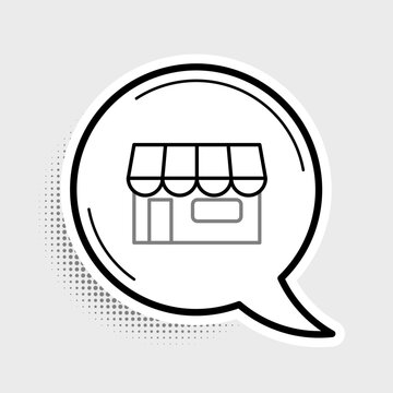 recommend clip art: Line Shopping building or market store icon isolated on grey background. Shop construction. Colorful outline concept. Vector