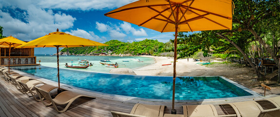 Beach bar and restaurant on haad tien beach, shark bay, koh tao, Thailand