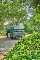 a tourist van in a park