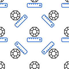 Line Gem stone icon isolated seamless pattern on white background. Jewelry symbol. Diamond. Colorful outline concept. Vector