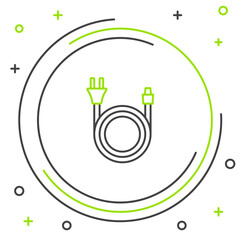 Line Electric plug icon isolated on white background. Concept of connection and disconnection of the electricity. Colorful outline concept. Vector