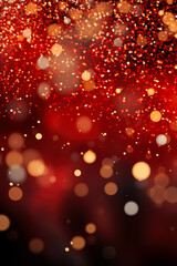 Abstract background with crimson red and gold particles 