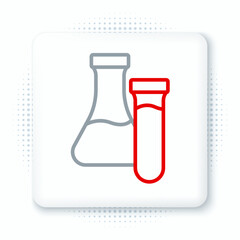 Line Test tube and flask chemical laboratory test icon isolated on white background. Laboratory glassware sign. Colorful outline concept. Vector