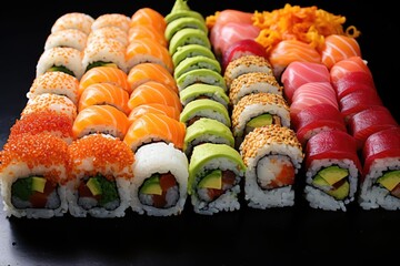 Set of sushi and rolls 