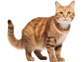 Obraz premium Curious Manx Cat with Arched Back - Transparent Background