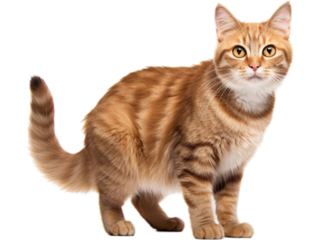 Curious Manx Cat with Arched Back - Transparent Background
