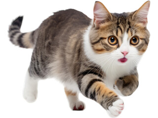 Obraz premium Playful Manx Cat - Transparent Background