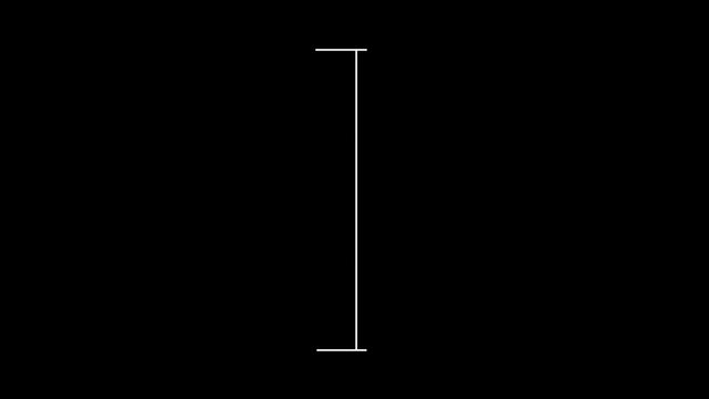 White vertical line measuring height animation, alpha channel