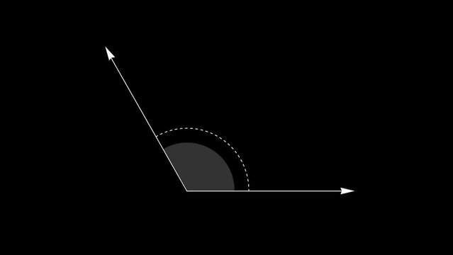 120 degree obtuse angle teaching measurement animation, alpha channel