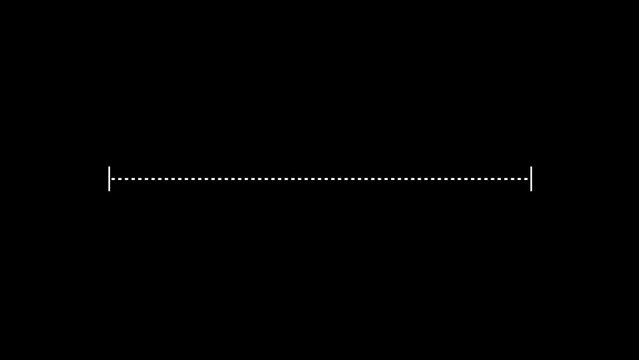White horizontal dotted line measuring length animation, alpha channel