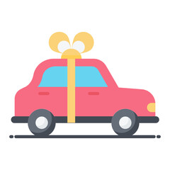 Gift Car Flat Icon