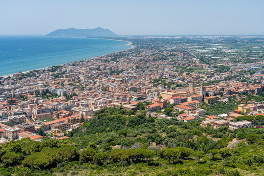 Panoramic view from the Jupiter Anxur Temple in Terracina, province of Latina, Lazio, central Italy.