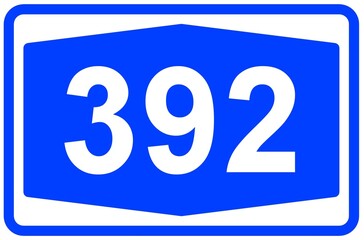 Illustration eines Autobahnschildes der Autobahn 392 in Deutschland
