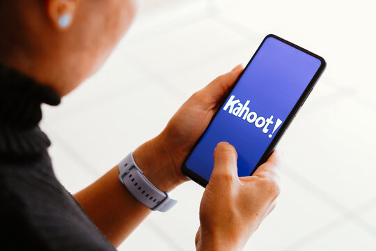 July 16, 2023, Brazil. In this photo illustration, the Kahoot logo seen displayed on a smartphone.