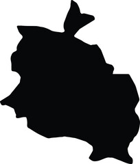 Silhouette map of Chhukha Bhutan with transparent background.