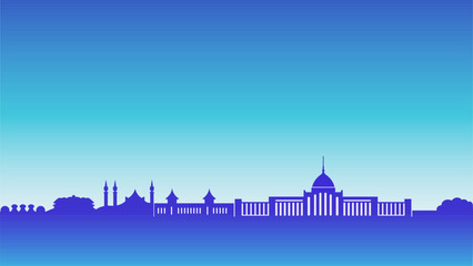 Obraz premium Oriental city skyline silhouette banner background in flat design