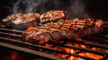 Grill Perfection: Savory Charcoal-Grilled Steak that Melts in Your Mouth. Generative AI