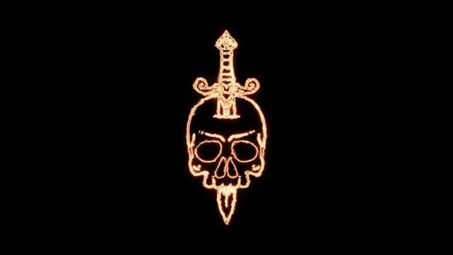 Dagger in a Skull Animation with Black Background