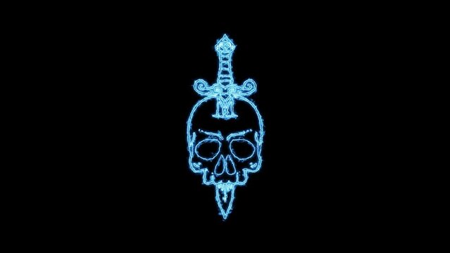 Dagger in a Skull Animation with Black Background