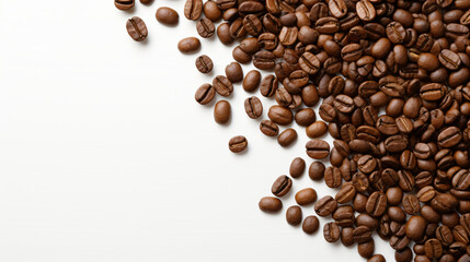 Obraz premium Coffee beans on a neutral background with space for textGenerative AI