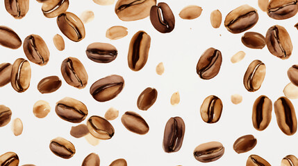 Obraz premium Coffee beans on a neutral background. Generative AI