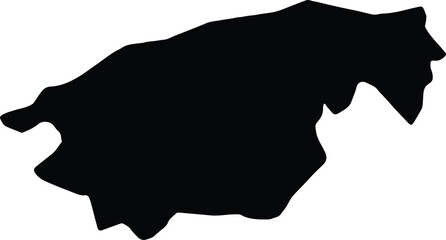 Silhouette map of Ciudad de la Habana Cuba with transparent background.