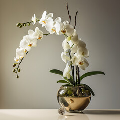 Elegant White Orchid: A Stunning Floral Display on the Table