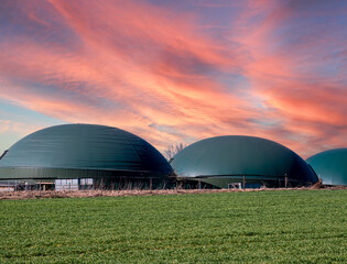 Biogas plant in Germany with blue sky