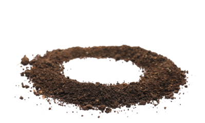Pile dirt, soil scattered isolated on white background, clipping path