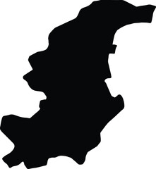 Silhouette map of Como Italy with transparent background.