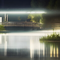 lake in the night generative ai