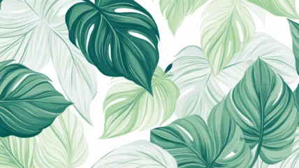 Foto op Plexiglas Tropical leaf line art background Natural botanic © CoolGraphics