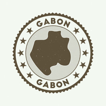 Gabon emblem. Country round stamp with shape of Gabon, isolines and round text. Authentic badge. Classy vector illustration.