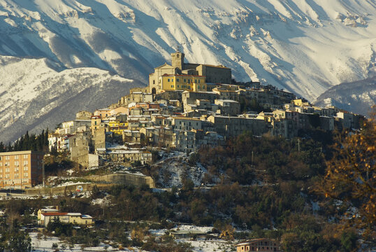 A heavy snowfall bleached the small village of Casoli in the province of Chieti and the surrounding peaks of the Maiella - Abruzzo - Italy