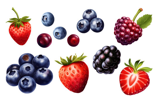 Collection of fresh berries. Generative ai