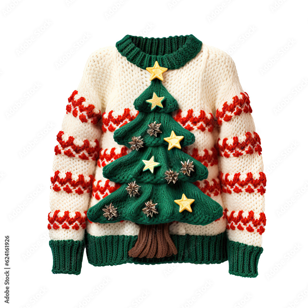 Wall mural Christmas ugly sweater isolated. Illustration AI Generative - Wall murals