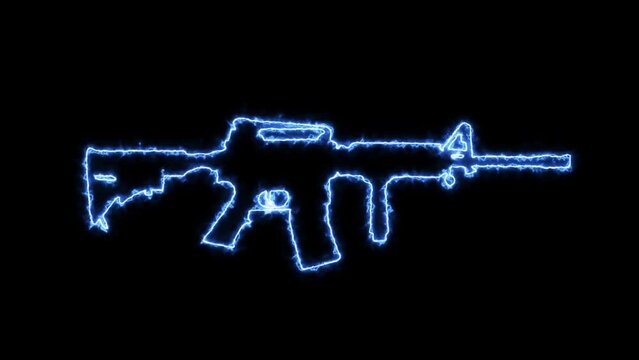 Beautiful Neon Glowing Assault Rifle Weapon
