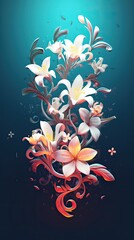 Cute Jasmine blooming flower. Vibrant colorful floral design with beautiful flower. Generative AI